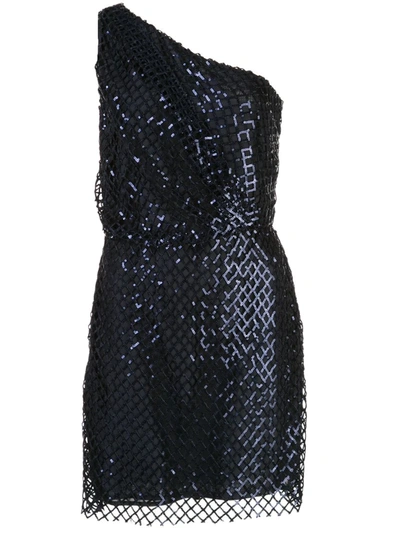 Michelle Mason One-shoulder Mini Dress In Blue