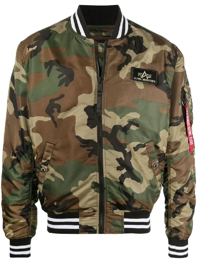 Alpha Industries Nasa Exclusive Ma-1 Camouflage Bomber Jacket In Green