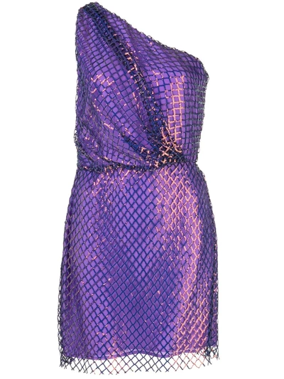 Michelle Mason One-shoulder Mini Dress In Purple