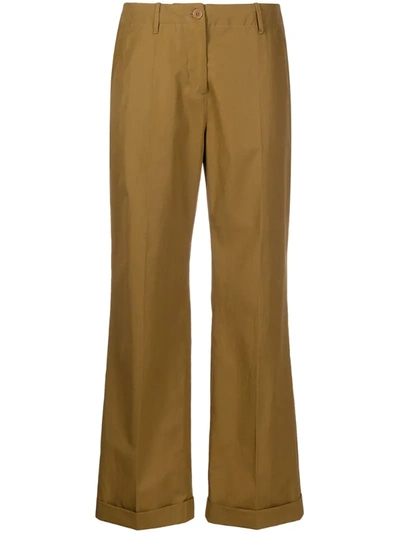 Aspesi High-waisted Pleated Trousers In Brown