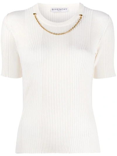 Givenchy Chain Detailed Knitted Top In White