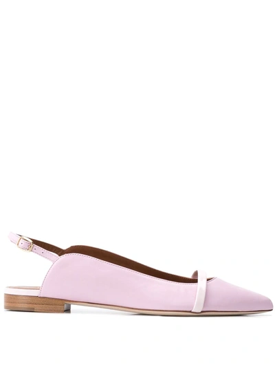 Malone Souliers Marion Leather Slingback Point-toe Flats In Pink/baby Pink