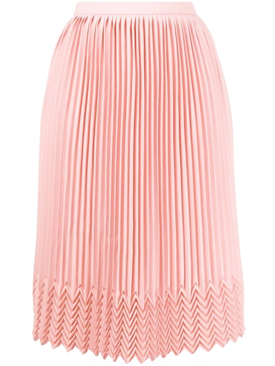 Marco De Vincenzo Chevron Detail Pleated Skirt In Pink