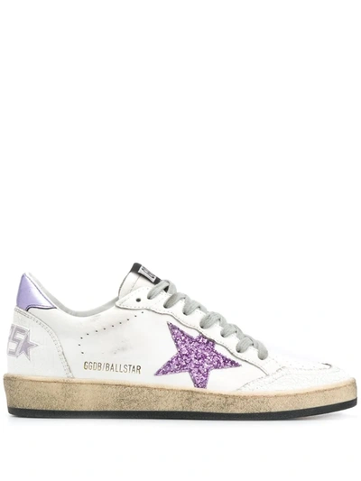 Golden Goose Ballstar Distressed Trainers In White