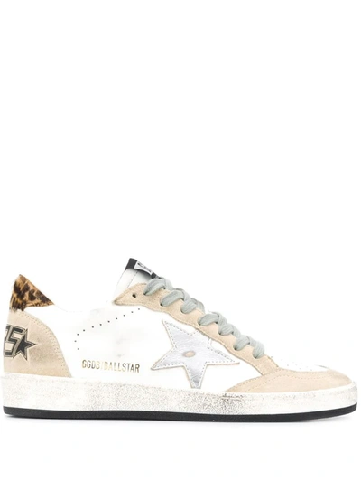 Golden Goose Ballstar Distressed Trainers In White