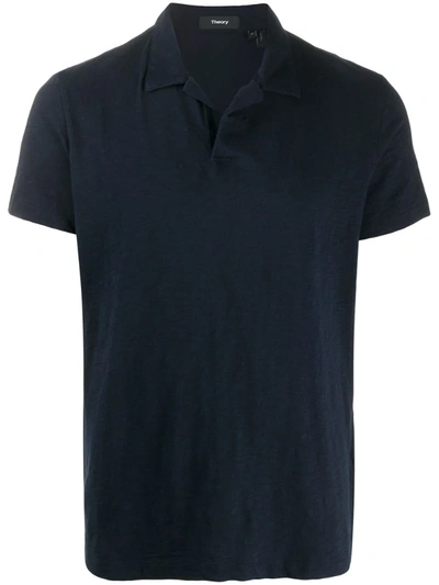 Theory Willem Cosmos Cotton Short Sleeve Polo In Eclipse