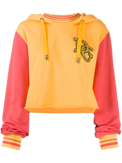 Dolce & Gabbana Dg Contrasting Sleeves Hoodie In Yellow