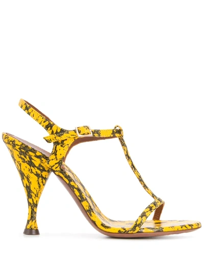 L'autre Chose Snakeskin Print Sandals In Yellow