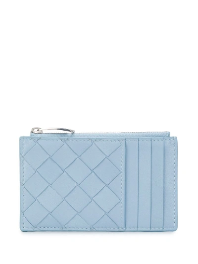 Bottega Veneta Intrecciato Weave Card Case In Blue