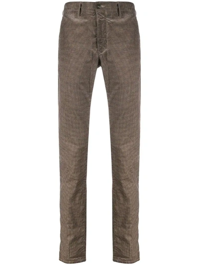 Incotex Check Straight-leg Trousers In Brown