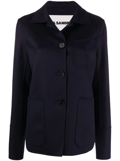 Jil Sander Buttoned Workwear Jacket In Blue