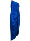 Michelle Mason One-shoulder Twist Knot Dress In Blue
