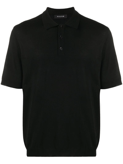 Falke Fine Knit Polo Shirt In Black