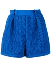 Marco De Vincenzo Pleated Wave Pattern Shorts In Blue