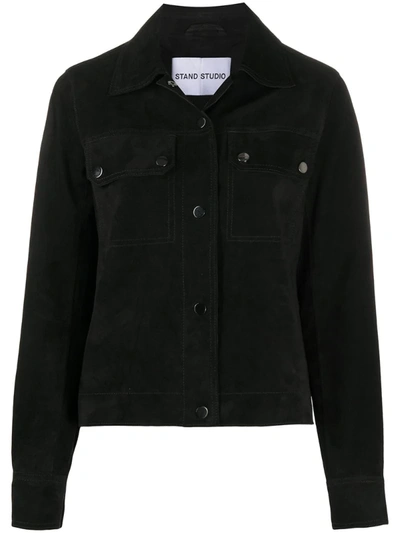 Stand Studio Fitted Suede Jacket In Black