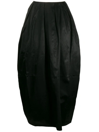 Marine Serre High Waist Satin Maxi Puff Skirt In Black