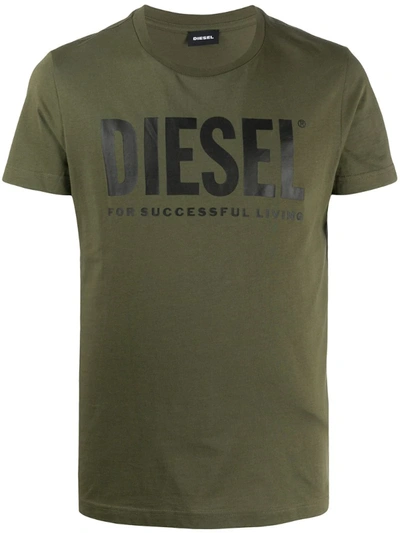 Diesel Cotton T-shirt With Logo In Military