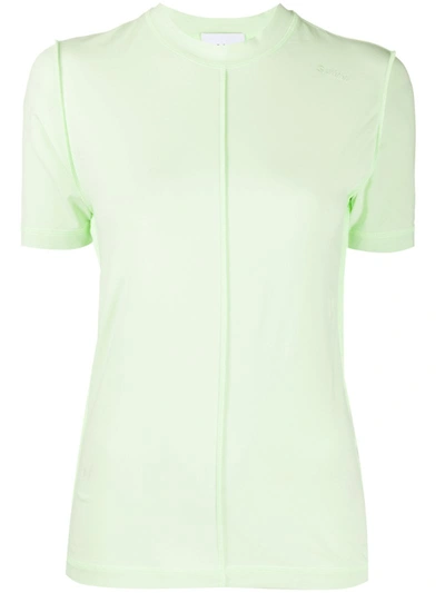Ganni Logo-embroidered T-shirt In Green