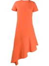 Courrèges Asymmetric Midi Dress In Orange