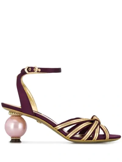 Dolce & Gabbana Ornate Heel Sandals In Purple