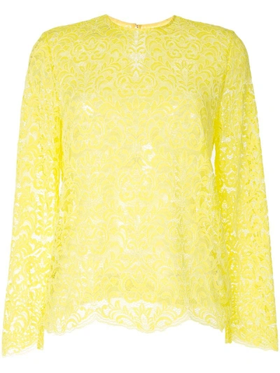 Marques' Almeida Long Sleeved Lace Top In Yellow