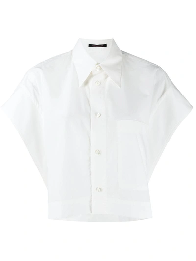 Y's Cropped Poplin Shirt In White