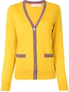 Tory Burch Madeline Contrast-trim Cardigan In Yellow