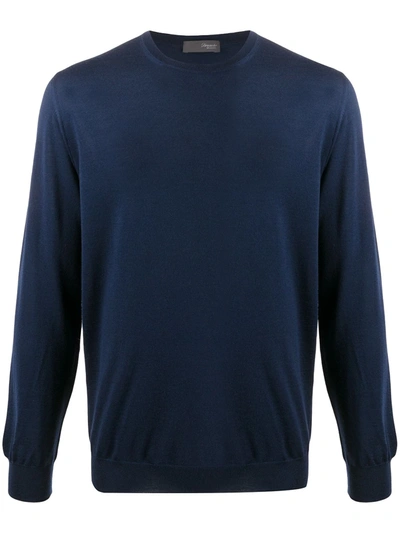 Drumohr Crew-neck Lightweight Sweater In Blue
