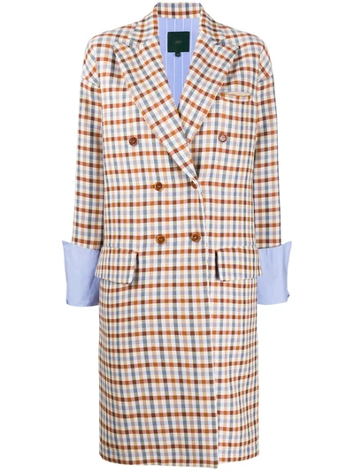 Jejia Double-breasted Check Blazer Coat In Neutrals