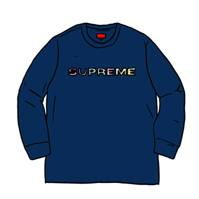 Pre-owned Supreme Meta Logo L/s Top Navy