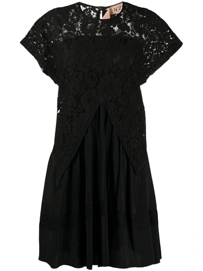 N°21 Lace Draped Mini Dress In Black