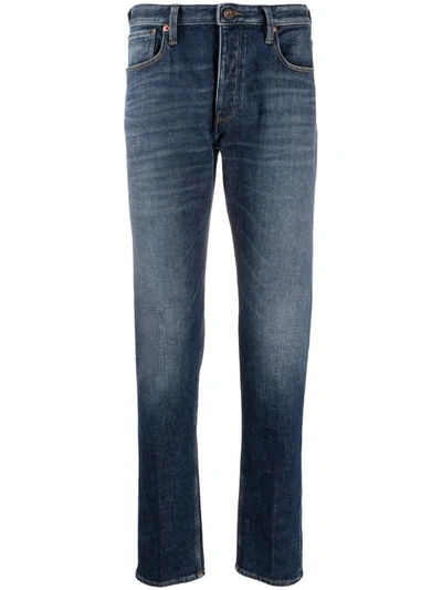 Emporio Armani Low-rise Slim-fit Jeans In Blue