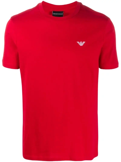 Emporio Armani Crew Neck Logo T-shirt In Red