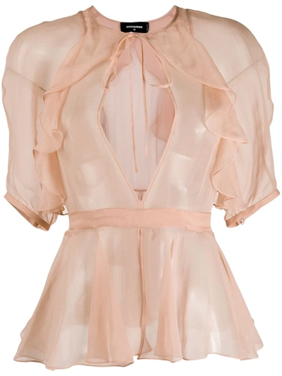 Dsquared2 Geometric Cut-out Blouse In Neutrals