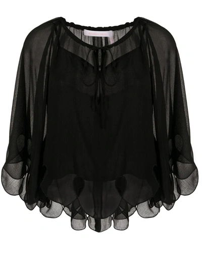 See By Chloé Cropped Sheer Blouse In Black