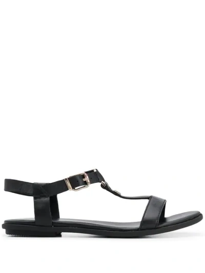 Tommy Hilfiger Metal Ring Sandals In Black