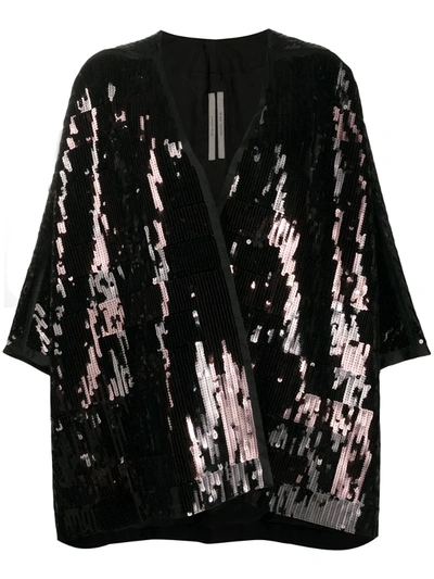 Rick Owens Oversized Sequin Kimono In Black