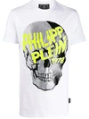 Philipp Plein Rhinestone Skull T-shirt In White