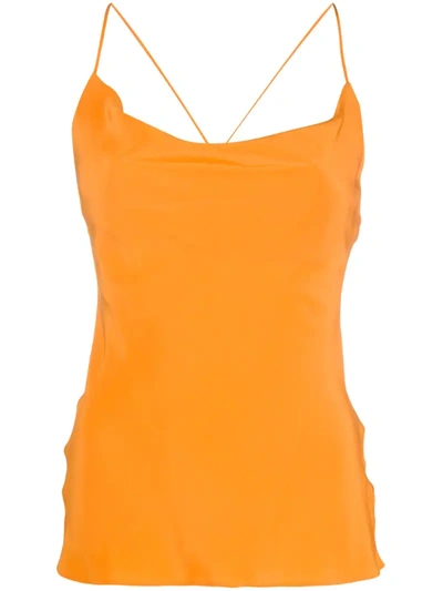 M Missoni Cowl Neck Silk Camisole In Orange