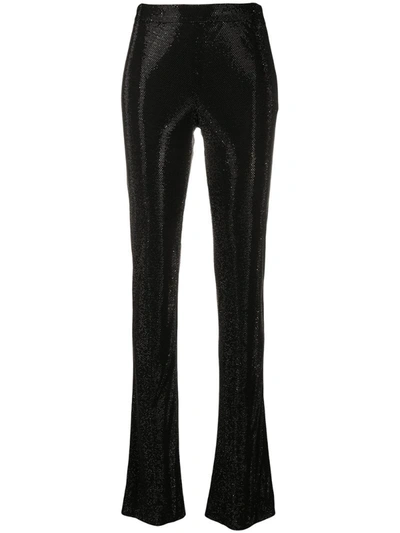 Versace Embellished Flared Trousers In Black