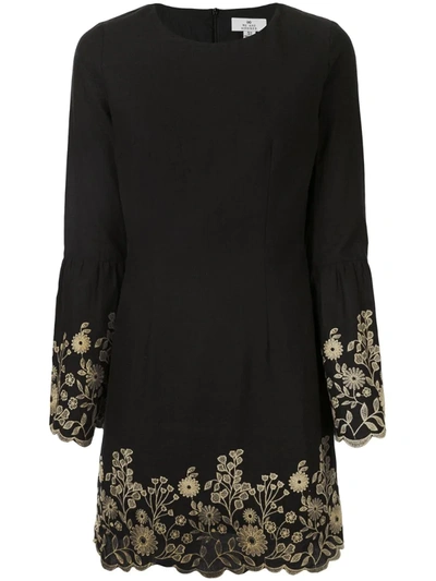 We Are Kindred Bonnie Floral-embroidered Shift Dress In Black