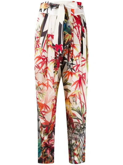 Dsquared2 Tropical Print Tapered Trousers In Neutrals