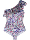 Isabel Marant Sicilya Floral Print Swimsuit In Blue