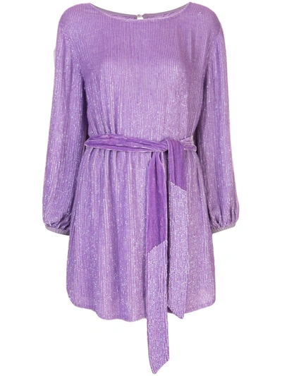 Retroféte Belted Sequin Mini Dress In Purple