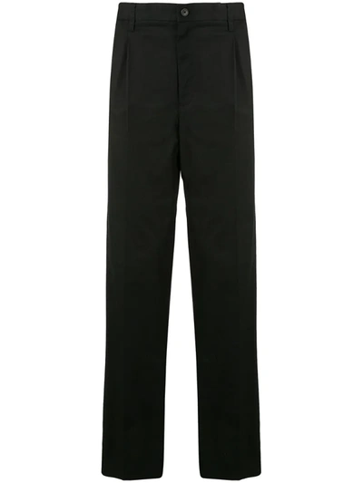 Kent & Curwen Front Pleated Long Tailored Trousers In Black