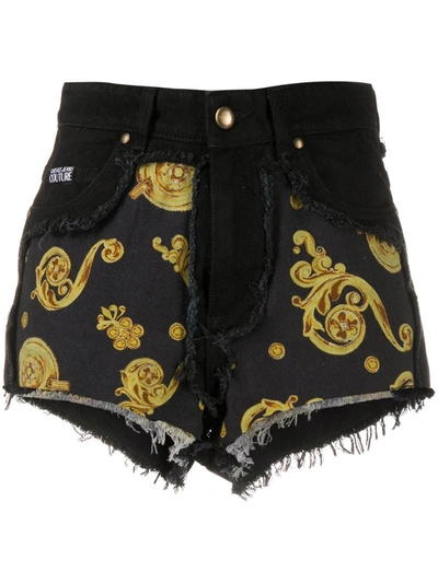 Versace Jeans Couture Baroque Print Shorts In Black
