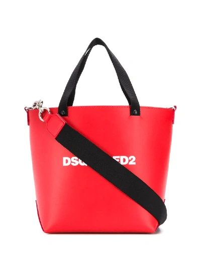 Dsquared2 Small Logo Print Tote Bag In Red