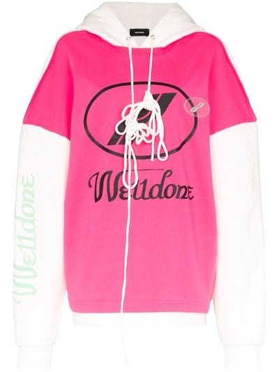 We11 Done Remake Oversized Logo Hoodie In Pink