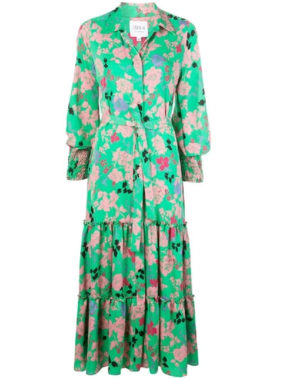 Misa Esmee Peony-print Shirt Dress In Green