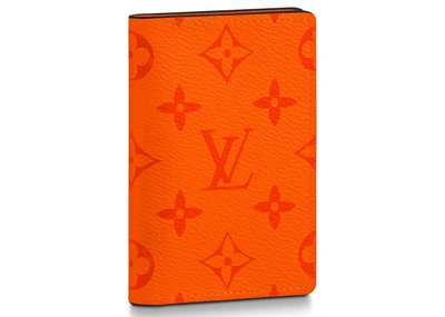 Pre-owned Louis Vuitton Pocket Organizer Monogram Eclipse Volcano Orange